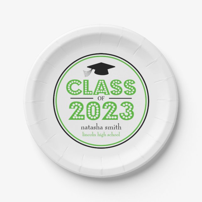 Class Of 2023 Graduation Plates (Lime Green) (Front)