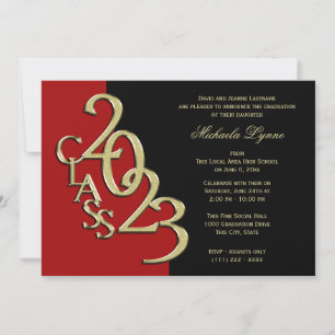 Class of 2023 Graduation Red and Gold Invitation