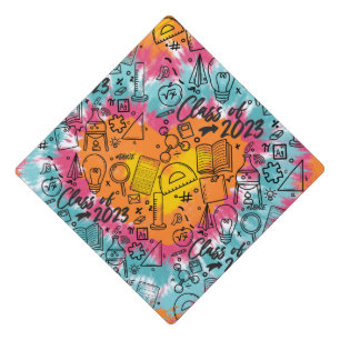 Class of 2023 Graduation Science Math Grad Tie Dye Cap Topper