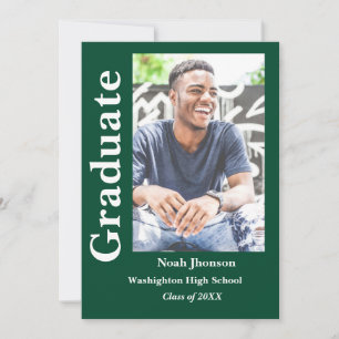 Class of 2023 Modern Boy emerald green  graduation Invitation