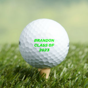 Class of 2023 Neon Green Text Graduation College Golf Balls
