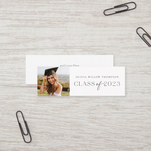 Class of 2023 Photo Graduation Name Cards Black (Front/Back In Situ)