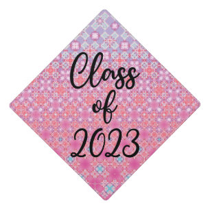 Class of 2023 Purple and Pink Geometric Graduation Cap Topper