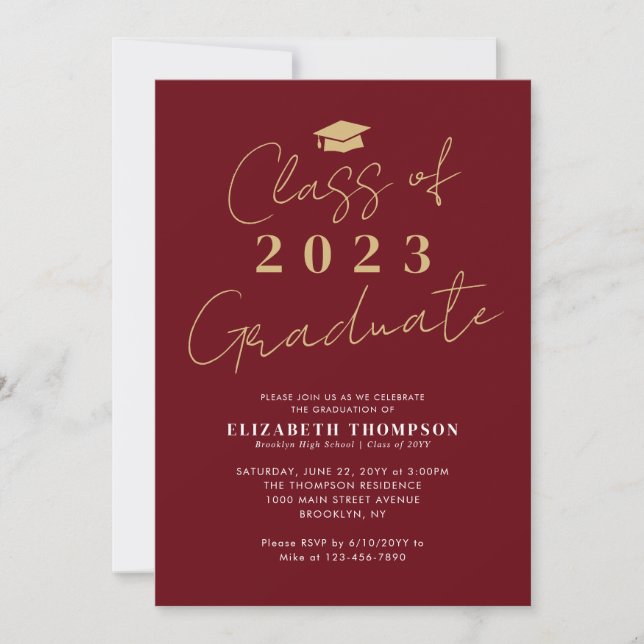 Class of 2023 Red Gold Graduate Graduation Party Invitation (Front)