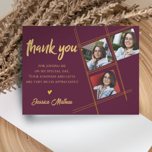 Class of 2023 Red Multi Photo Graduation Thank you Postcard