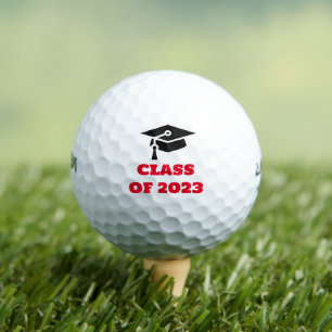 Class of 2023 Red Text Graduation College Golf Balls