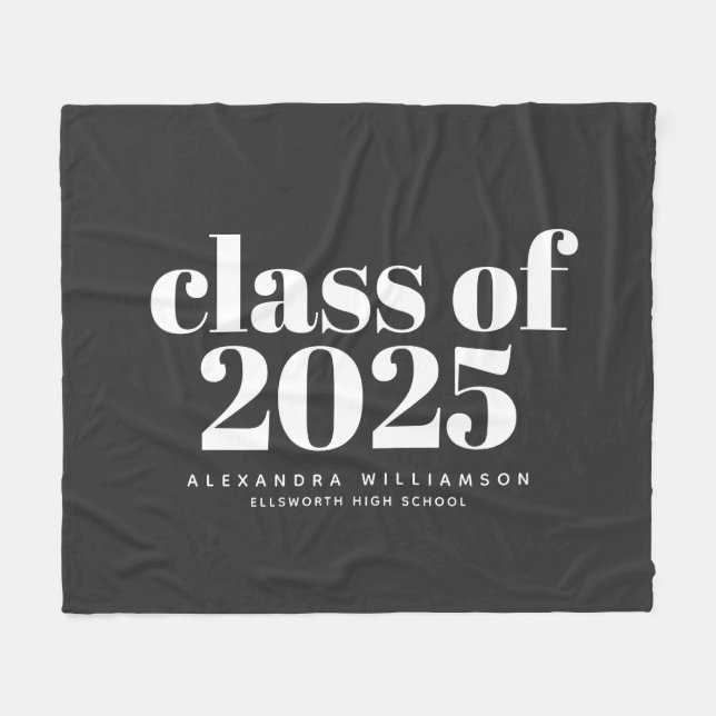 Class of 2023 Retro Typography Black Personalized  Fleece Blanket (Front (Horizontal))