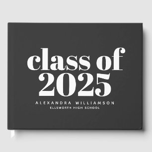 Class of 2023 Retro Typography Black Personalized  Guest Book