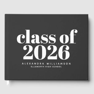 Class of 2023 Retro Typography Black Personalized  Guest Book