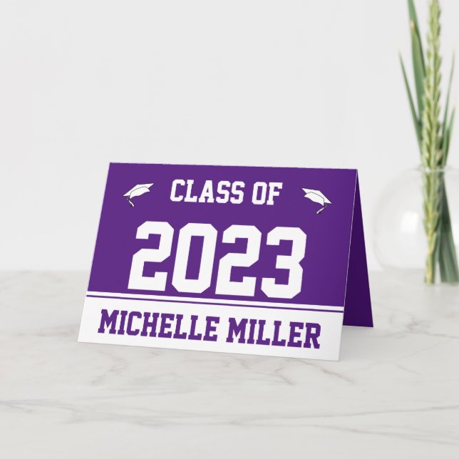 Class of 2023 Royal Purple and White Graduation Card (Front)