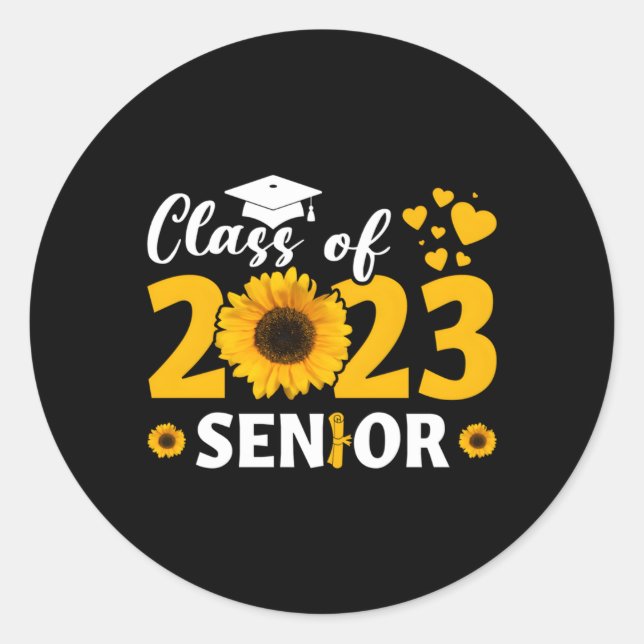 Class Of 2023 School Graduation Senior 23 Graduate Classic Round Sticker (Front)