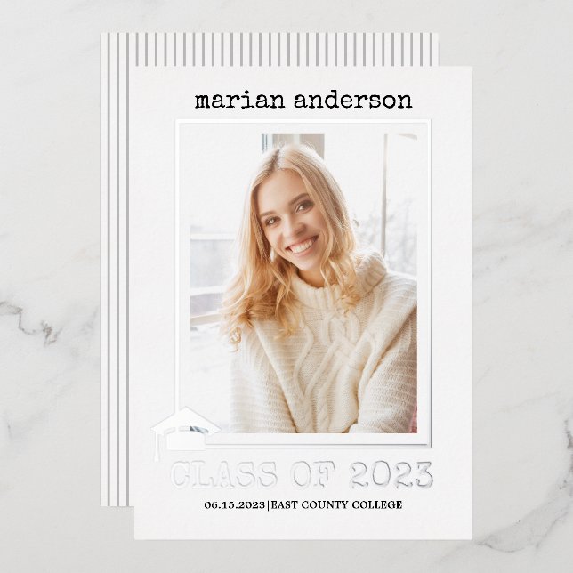 Class of 2023 silver foil graduation photo foil (Front/Back)