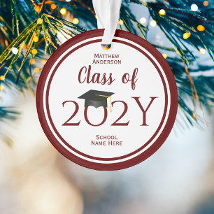 Class of 2023 Simple Elegant Burgundy Graduation Ornament