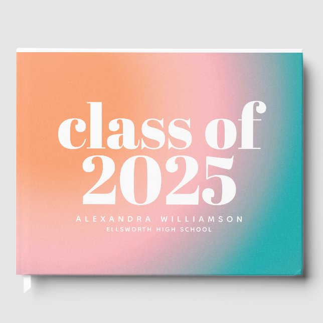 Class of 2023 Trendy Colourful Gradient Custom Guest Book (Front)