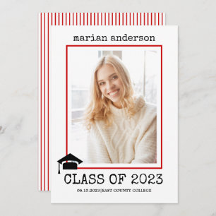 Class of 2023 typewriter red graduation photo invitation
