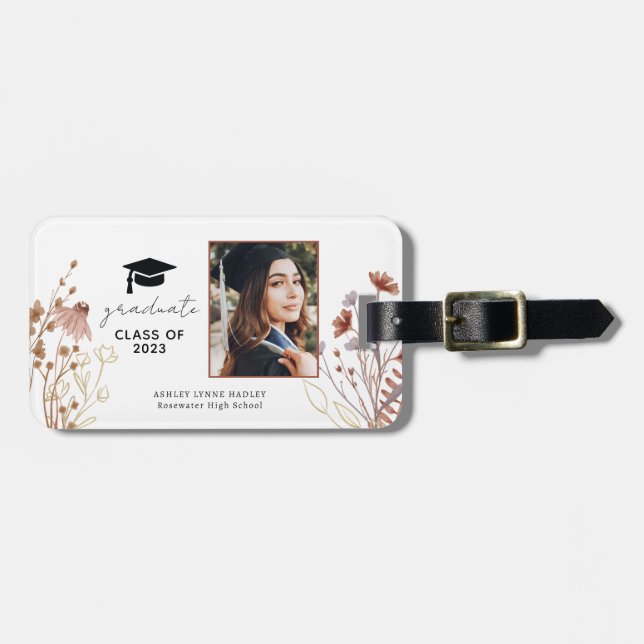 Class Of 2023 Wildflower Graduate Photo Luggage Tag (Front Horizontal)