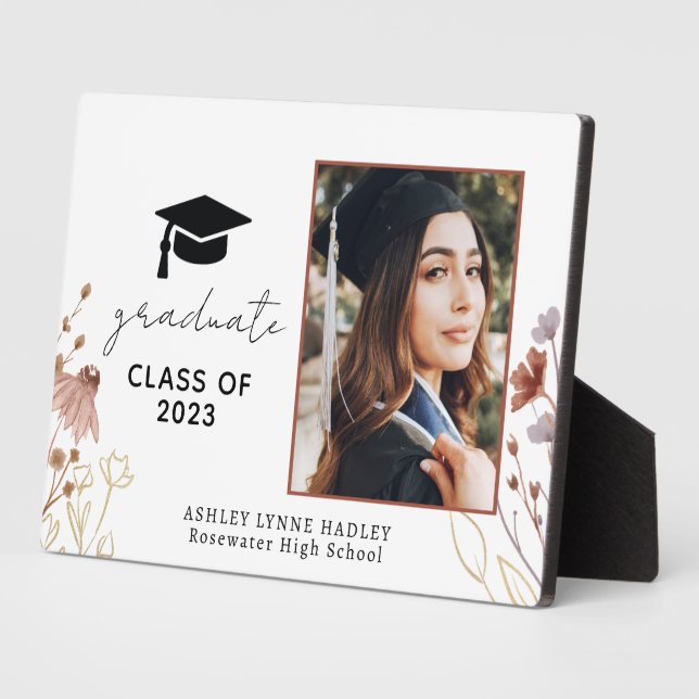 Class Of 2023 Wildflower Photo Graduation Plaque (Side)