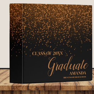 Class Of 20245 Black Brown Glitter Graduation Binder