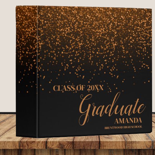Class Of 20245 Black Brown Glitter Graduation Binder (Creator Uploaded)