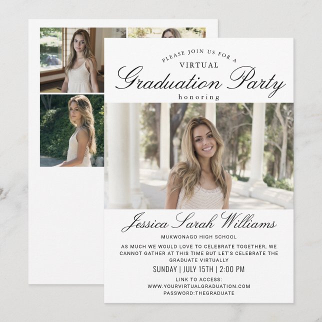 Class of 2024 5 Photos VIRTUAL Graduation Party Invitation (Front/Back)