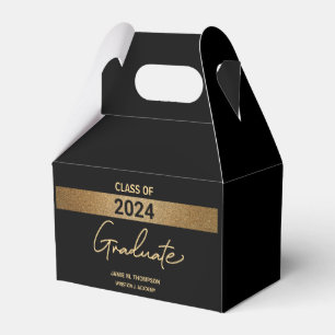 Class of 2024 Black Gold Name Graduation  Favor Box
