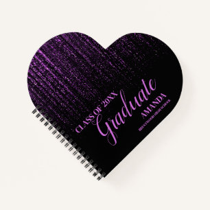 Class Of 2024 Black Purple Glitter Graduation Gift Notebook
