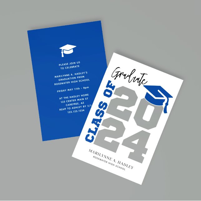 Class of 2024 Blue and Grey Graduation Invitation (Creator Uploaded)