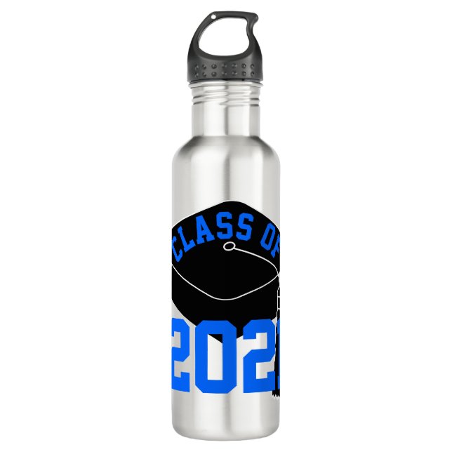 Class of 2024 Blue Grad Cap 710 Ml Water Bottle (Front)