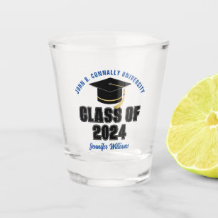 Class of 2024 Blue Graduation Custom Graduate Gift Shot Glass