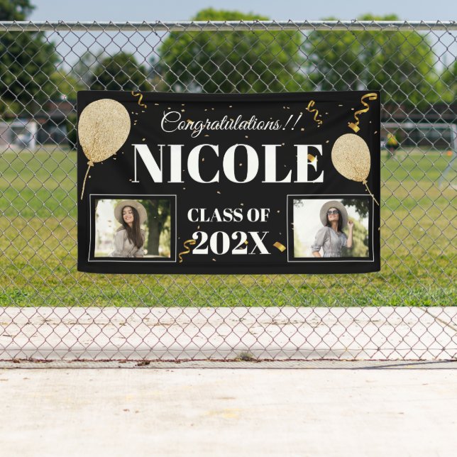 Class Of 2024 Bold Font Balloon Photo Graduation Banner (Insitu)