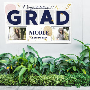 Class Of 2024 Bold Font Balloon Photo Graduation Banner