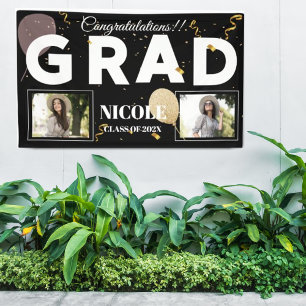 Class Of 2024 Bold Font Balloon Photo Graduation Banner