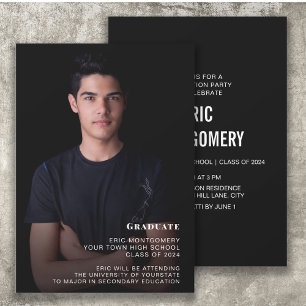 Class of 2024 Boy's Graduation Party Photo Invitation