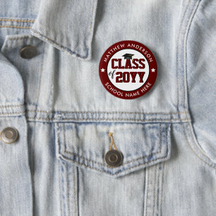 Class of 2024 Burgundy Graduate Graduation Party 2 Inch Round Button