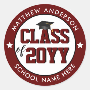 Class of 2024 Burgundy Graduate Graduation Party Classic Round Sticker