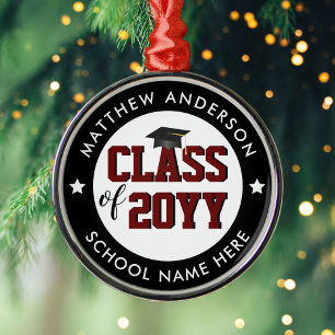 Class of 2024 Burgundy Red Graduate Graduation Metal Ornament