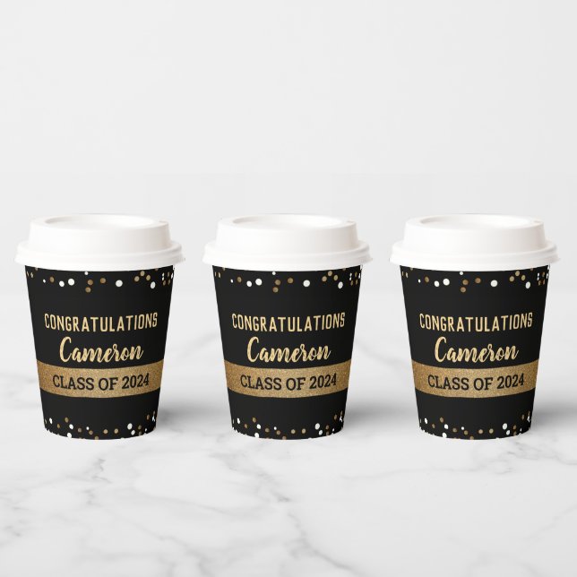 Class of 2024 Confetti Customizable Graduation Paper Cups (Multi)