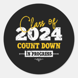 Class Of 2024 Count Down Fun Grad 2022 First Day J Classic Round Sticker