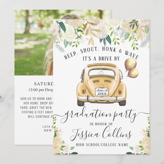 Class of 2024 DRIVE BY PHOTO Graduation Party Invitation (Front/Back)