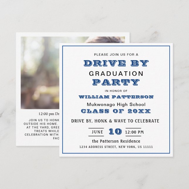 Class of 2024 DRIVE BY PHOTO Graduation Party Invitation (Front/Back)