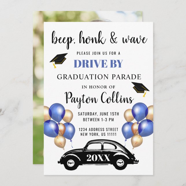 Class of 2024 DRIVE BY PHOTOS Graduation Party Invitation (Front/Back)