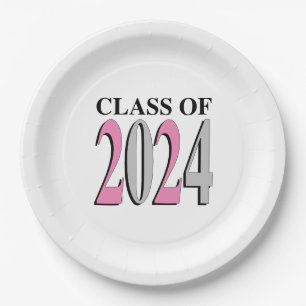 Class of 2024 Edit-the-Colours - Pink/Grey Paper Plate