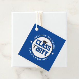 Class of 2024 Elegant Blue Graduation Party Favour Tags