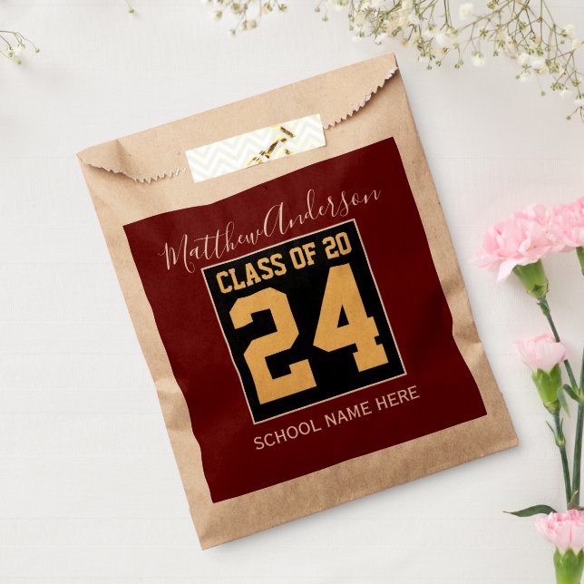 Class of 2024 Elegant Burgundy Graduation Party Favour Bag (Sealed)