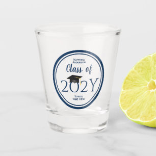 Class of 2024 Elegant Navy Blue Graduation Party Shot Glass