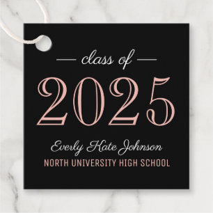 Class of 2024 Elegant Rose Gold Graduation Party Favour Tags