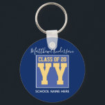 Class of 2024 Elegant Royal Blue & Gold Graduation Keychain<br><div class="desc">Congratulations class of 2024</div>