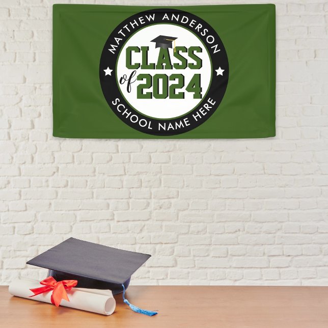 Class of 2024 Forest Green Graduation Party Banner (Creator Uploaded)