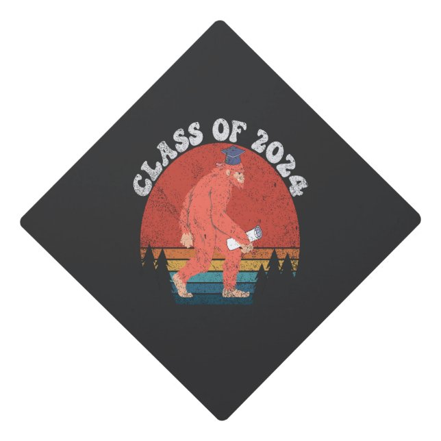Class Of 2024 Funny Graduation Bigfoot Retro Gift  Graduation Cap Topper (Front)