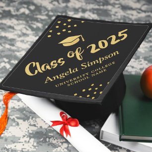 Class of 2024 Gold Brush Script Stunning Graduatio Graduation Cap Topper